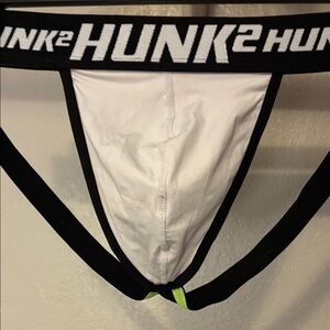 Hunk Menswear mens white & Black Jockstrap L
